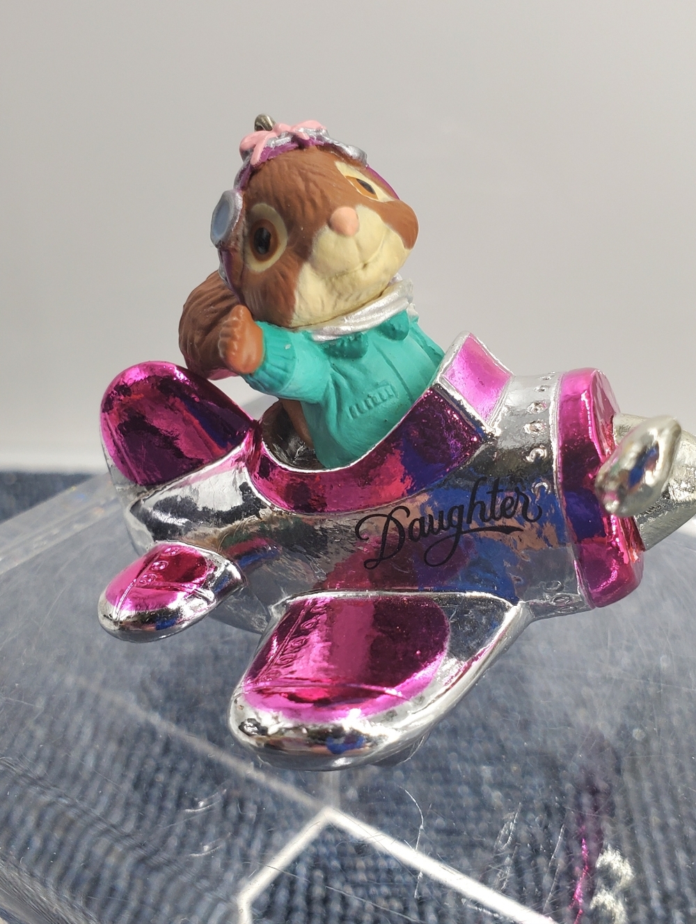 Hallmark Keepsake Ornament Daughter 1992 Handcrafted Pink Plane Christmas Vtg
